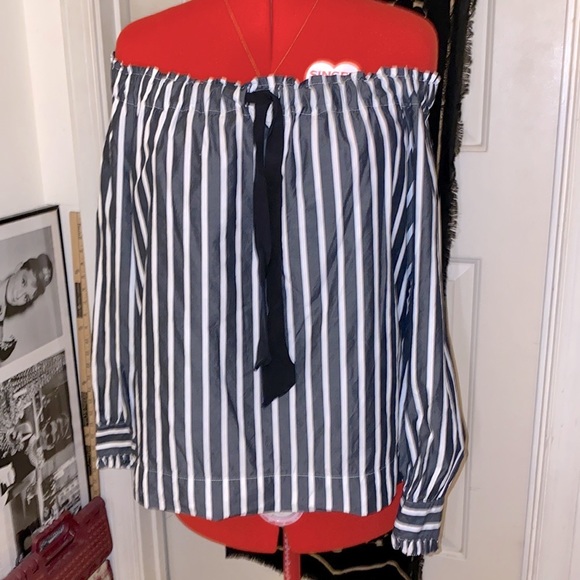J. Crew Striped Off-the-Shoulder Blouse - Picture 2 of 7